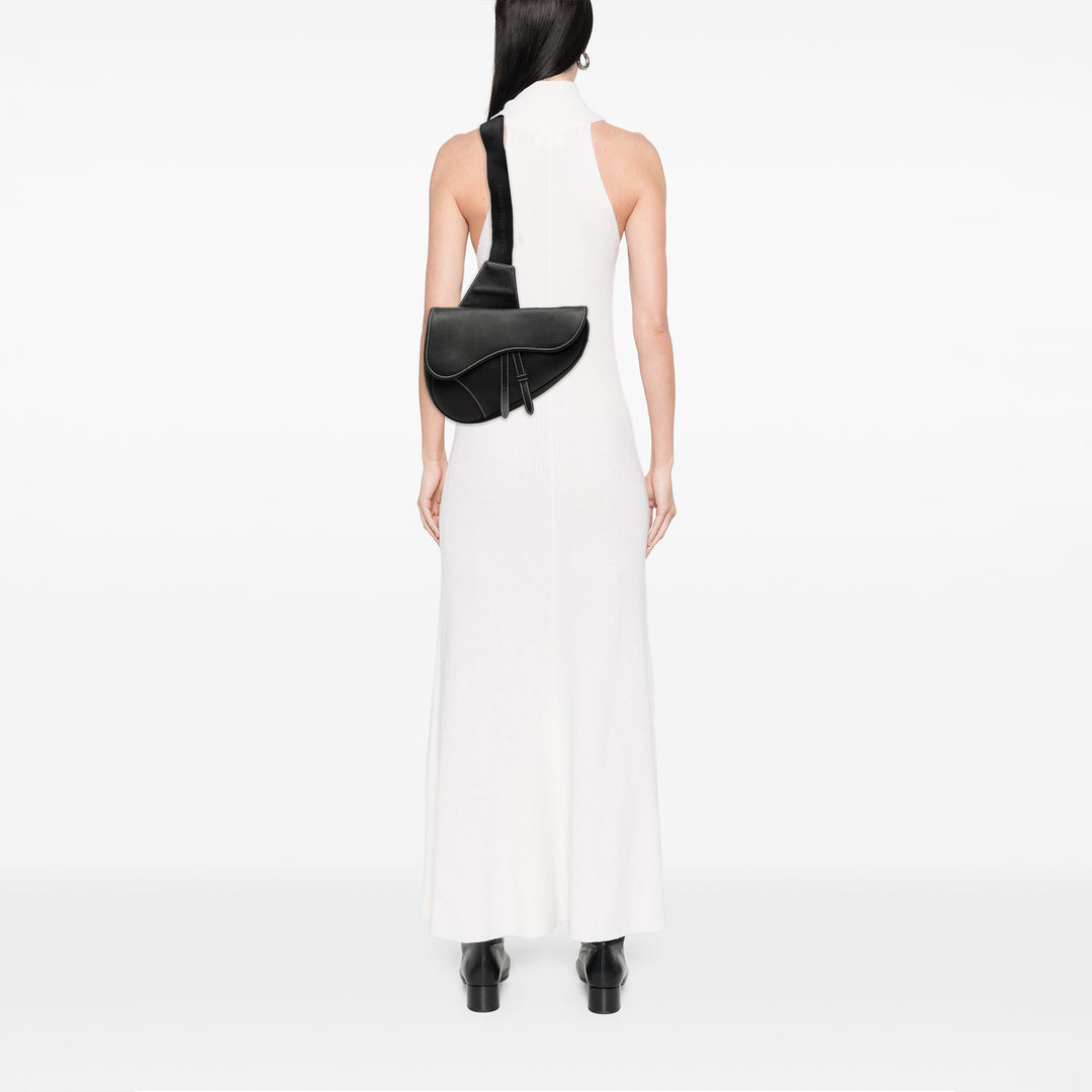 grainé Saddle Sac Cuir de veau grainé Noir