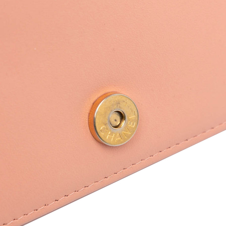 Quilted Caviar Boy Wallet on Chain Pink - Gaby Paris