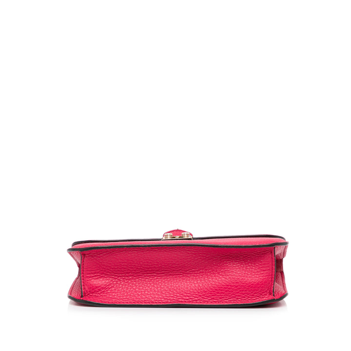 Small Rockstud Glam Lock Shoulder Bag Red - Gaby Paris