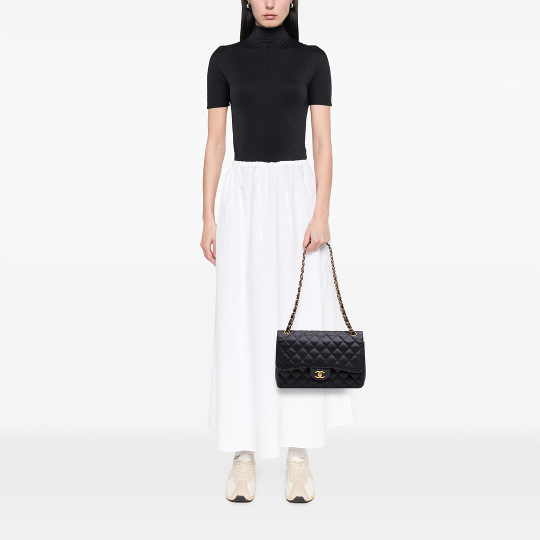 Jumbo Classic Caviar Double Flap Black - Gaby Paris