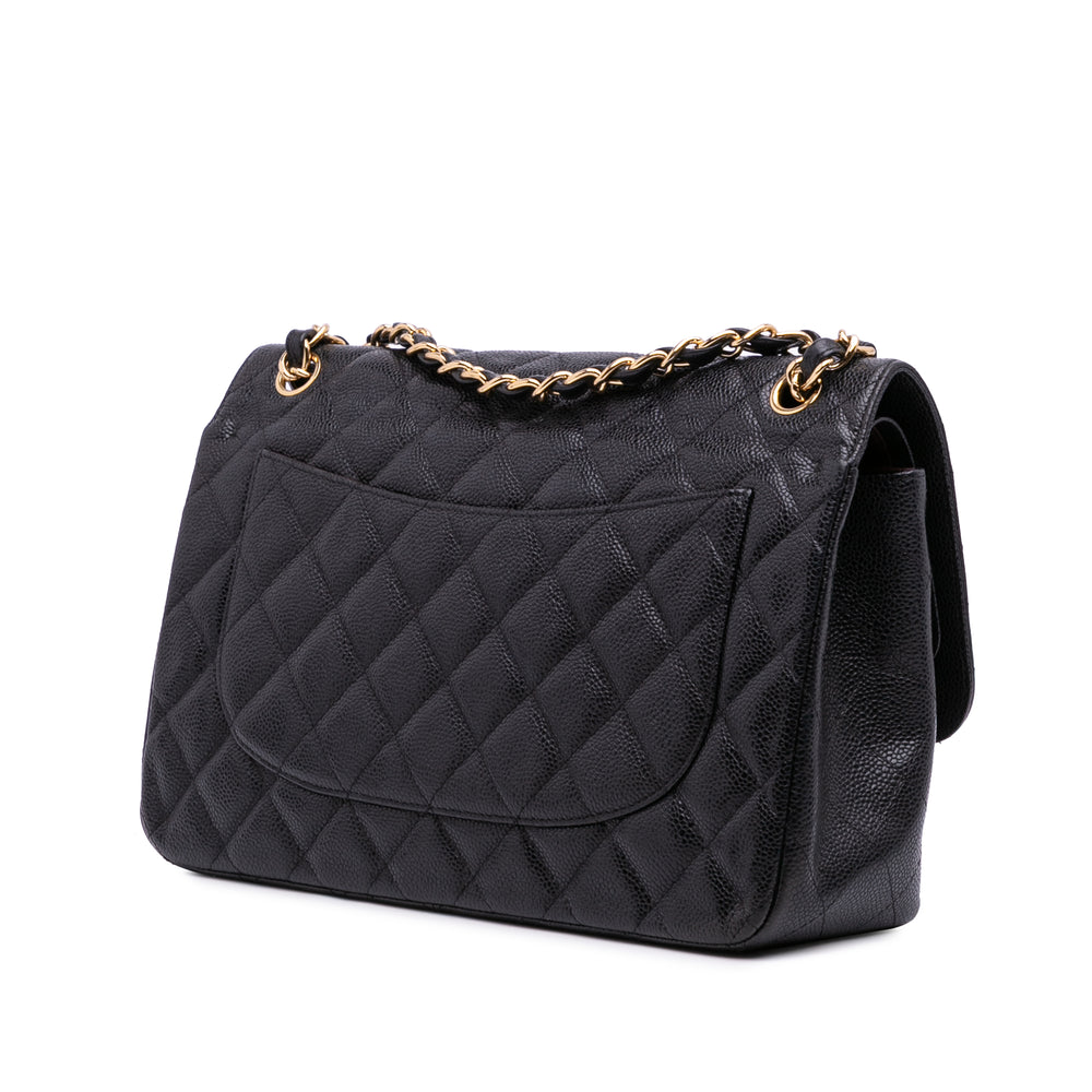 Jumbo Classic Caviar Double Flap Black - Gaby Paris