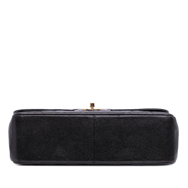 Jumbo Classic Caviar Double Flap Black - Gaby Paris