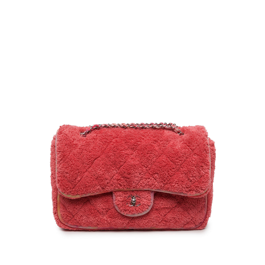 Chanel Matelassé Terry Cloth Ruban à rabat Jumbo Rose – vue principale – GABY PARIS