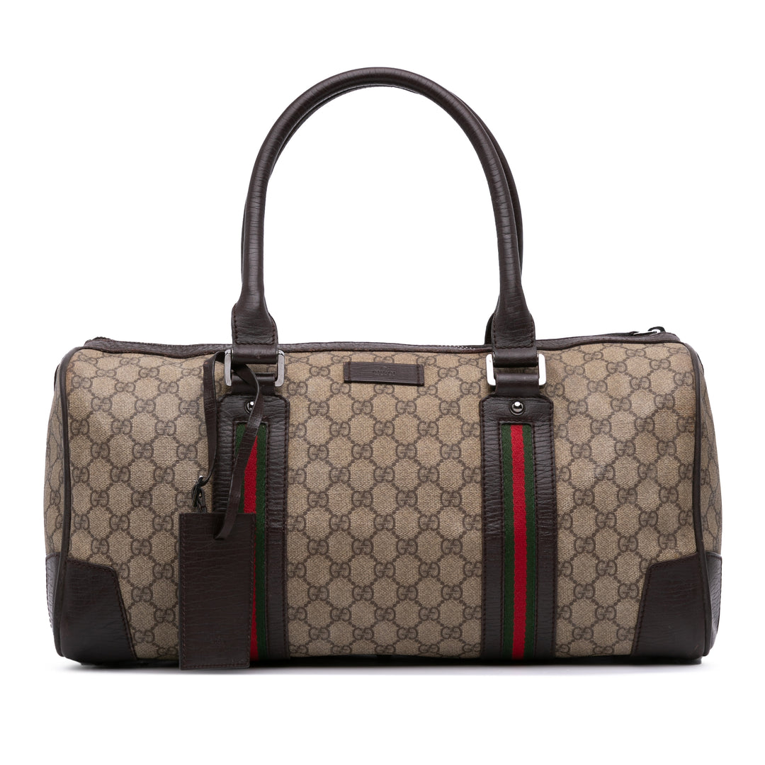 Gucci GG Supreme Web Boston Bag Marron – GABY PARIS Authentique