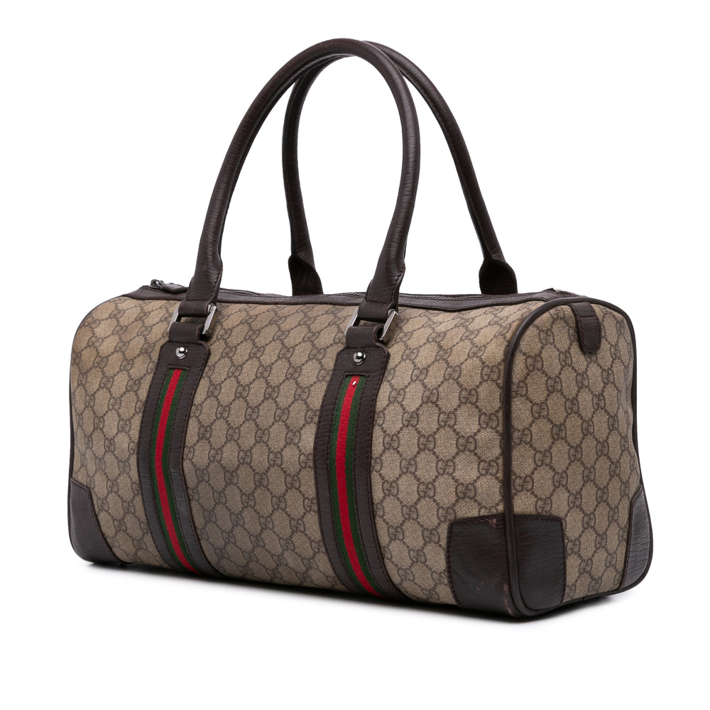 Gucci GG Supreme Web Boston Bag Marron – GABY PARIS Authentique