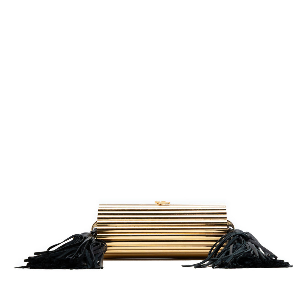 Saint Laurent Ribbed Acrylic et Cuir d’agneau Fringe Monogram Opium Boîte Sac