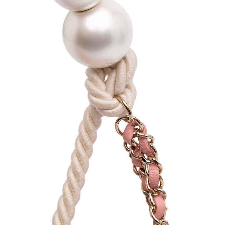 Mini Tweed Pearl Top Handle Flap Pink - Gaby Paris