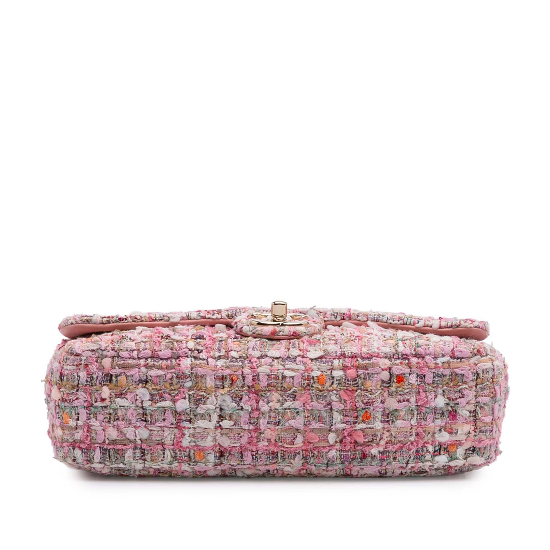 Mini Tweed Pearl Top Handle Flap Pink - Gaby Paris
