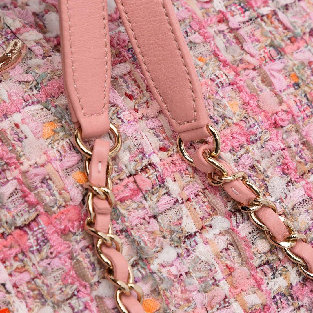 Mini Tweed Pearl Top Handle Flap Pink - Gaby Paris