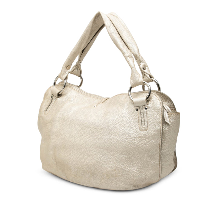 Celine Sac porté épaule Métallisé grainé Bittersweet Hobo Cuir de veau grainé Blanc – vue 2 – GABY PARIS