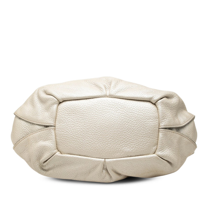 Celine Sac porté épaule Métallisé grainé Bittersweet Hobo Cuir de veau grainé Blanc – vue 3 – GABY PARIS
