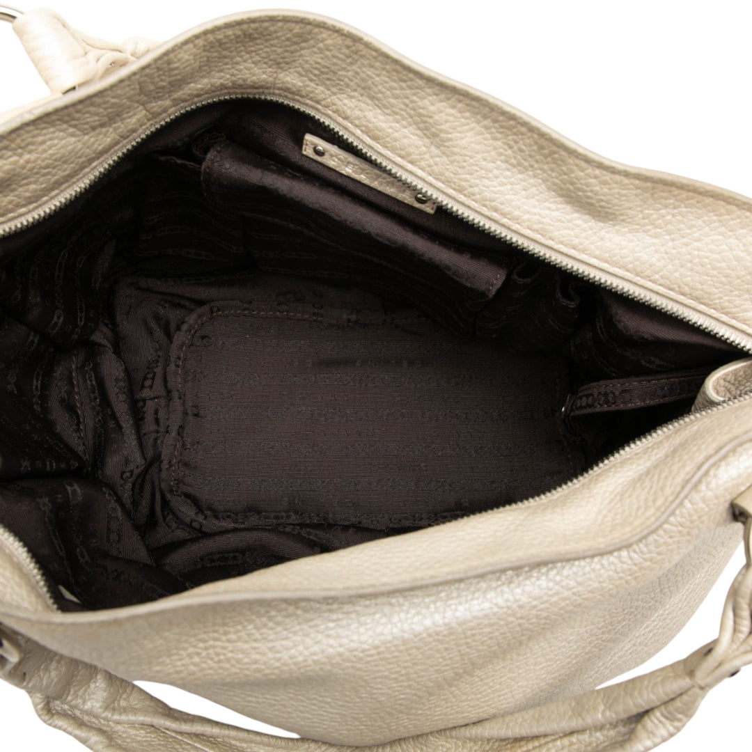 Celine Sac porté épaule Métallisé grainé Bittersweet Hobo Cuir de veau grainé Blanc – vue 4 – GABY PARIS