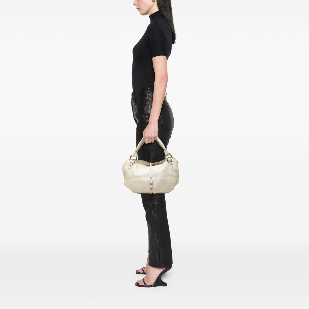 Celine Sac porté épaule Métallisé grainé Bittersweet Hobo Cuir de veau grainé Blanc – vue 6 – GABY PARIS