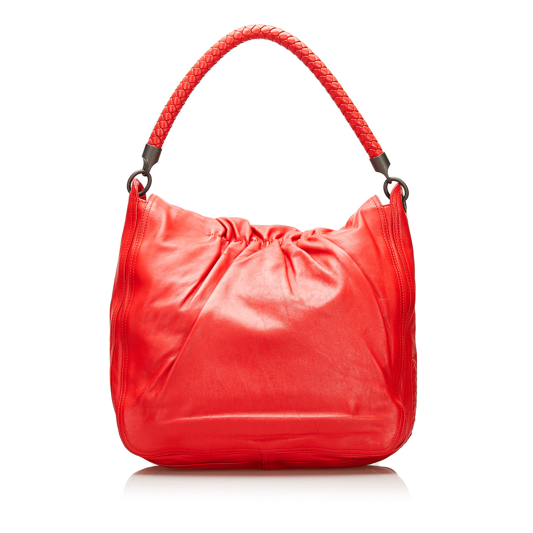 Intrecciato Trim Handbag Red - Gaby Paris