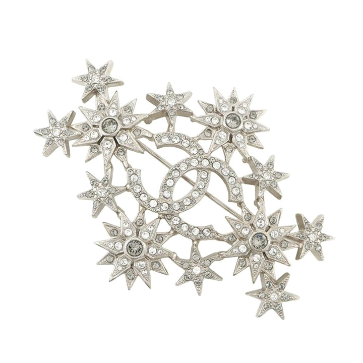 Chanel Doré Plated CC Rhinestones Star Broche Doré