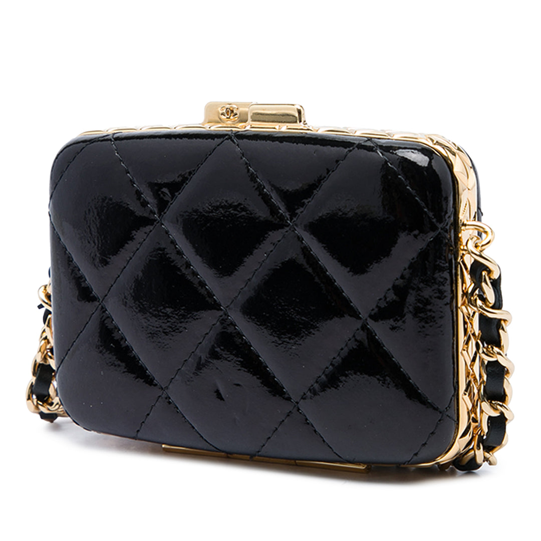 Chanel Sac bandoulière Glacé Boîte avec chaîne Petit Cuir de chèvre Noir – vue 2 – GABY PARIS