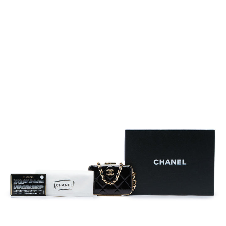 Chanel Sac bandoulière Glacé Boîte avec chaîne Petit Cuir de chèvre Noir – vue 6 – GABY PARIS