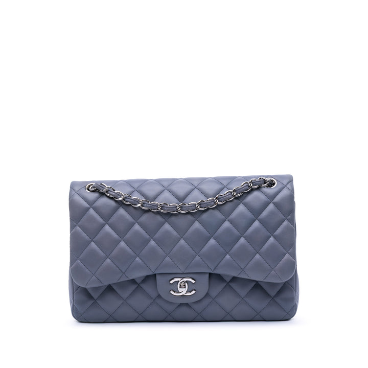 Jumbo Classic Lambskin Double Flap Purple - Gaby Paris