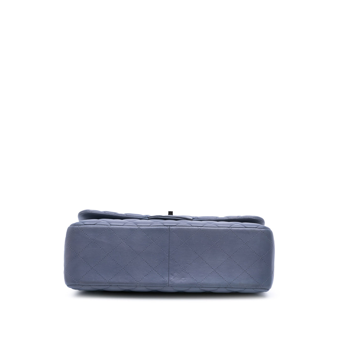 Jumbo Classic Lambskin Double Flap Purple - Gaby Paris