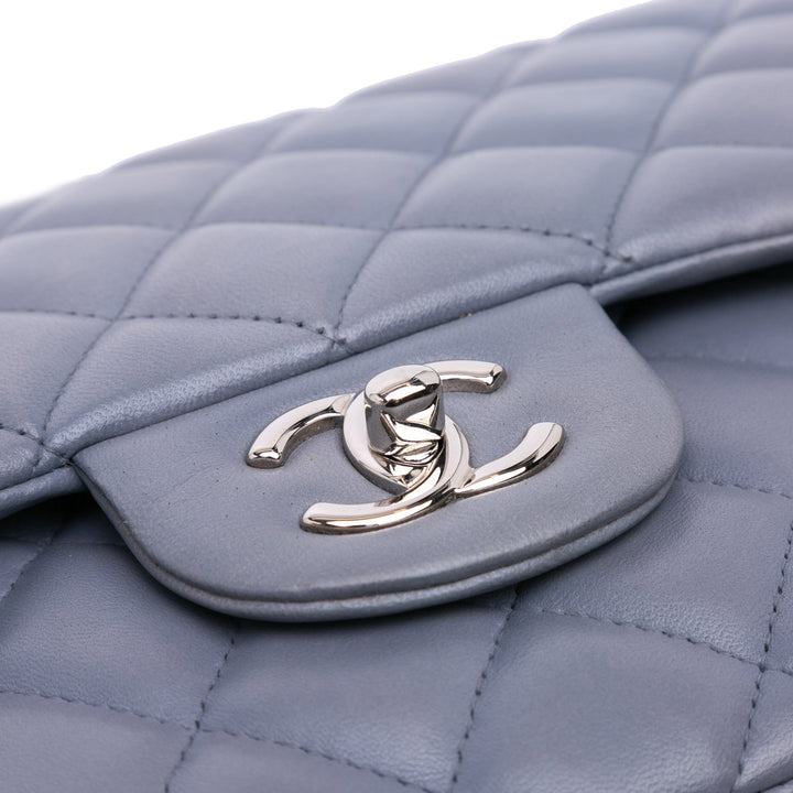 Jumbo Classic Lambskin Double Flap Purple - Gaby Paris