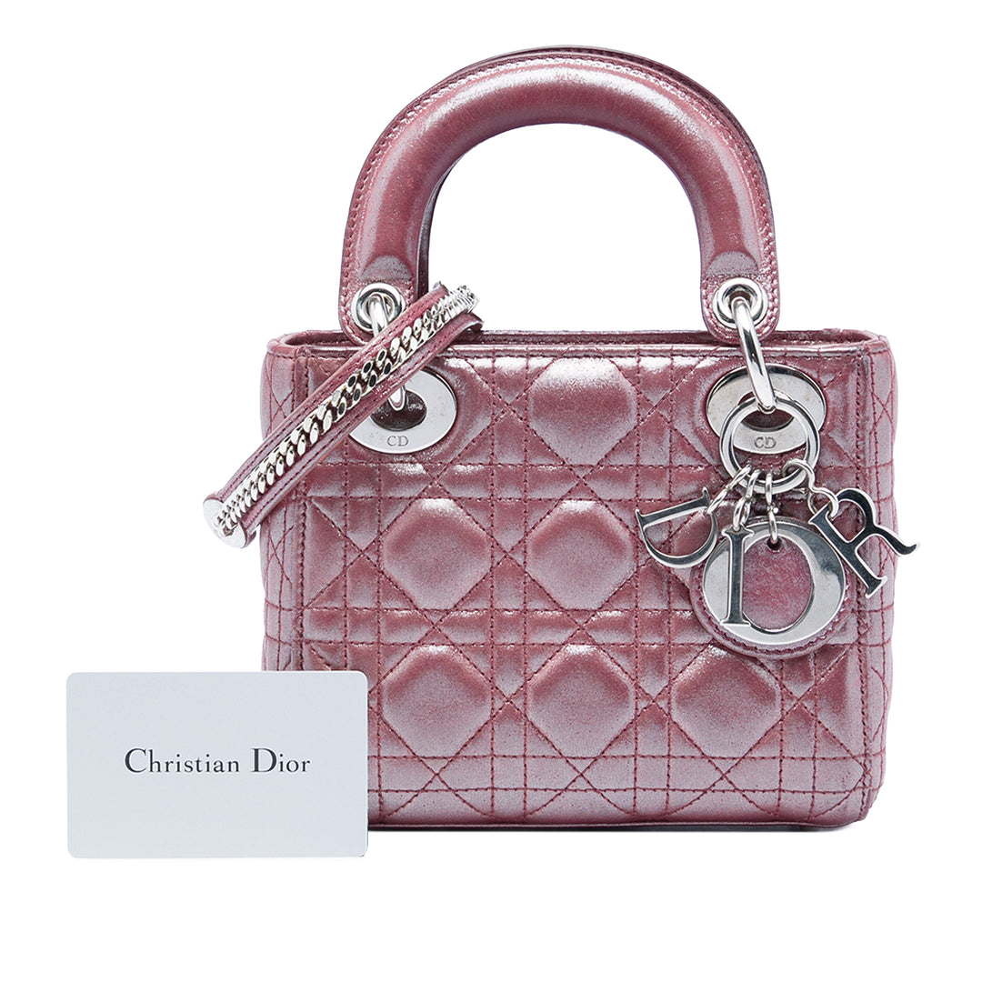 Dior Mini Iridescent Cuir d’agneau Cannage Lady Dior