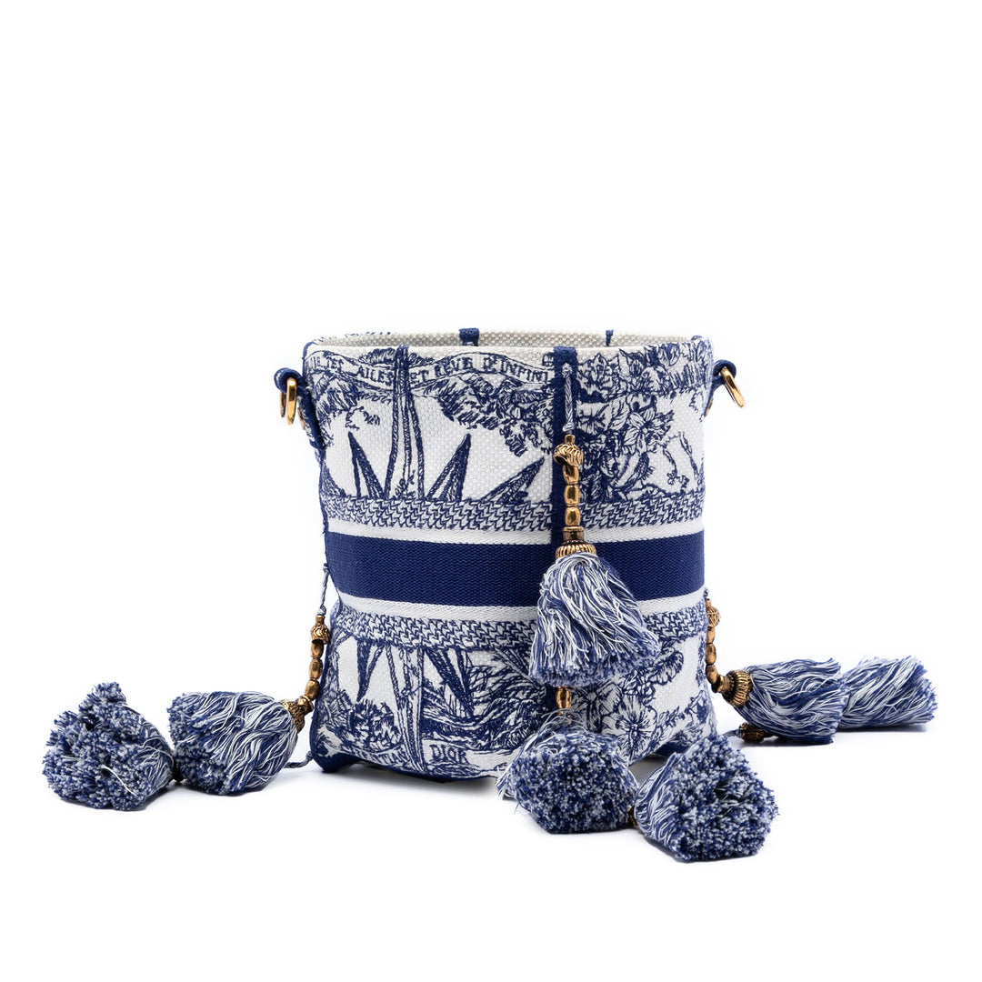 Dior Toile brodé Reve d Infini D Bubble Bucket Sac
