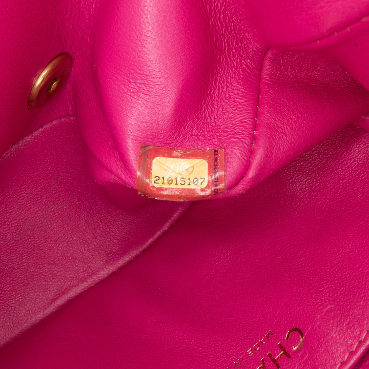 Mini Square Classic Chevron Lambskin Single Flap Pink - Gaby Paris