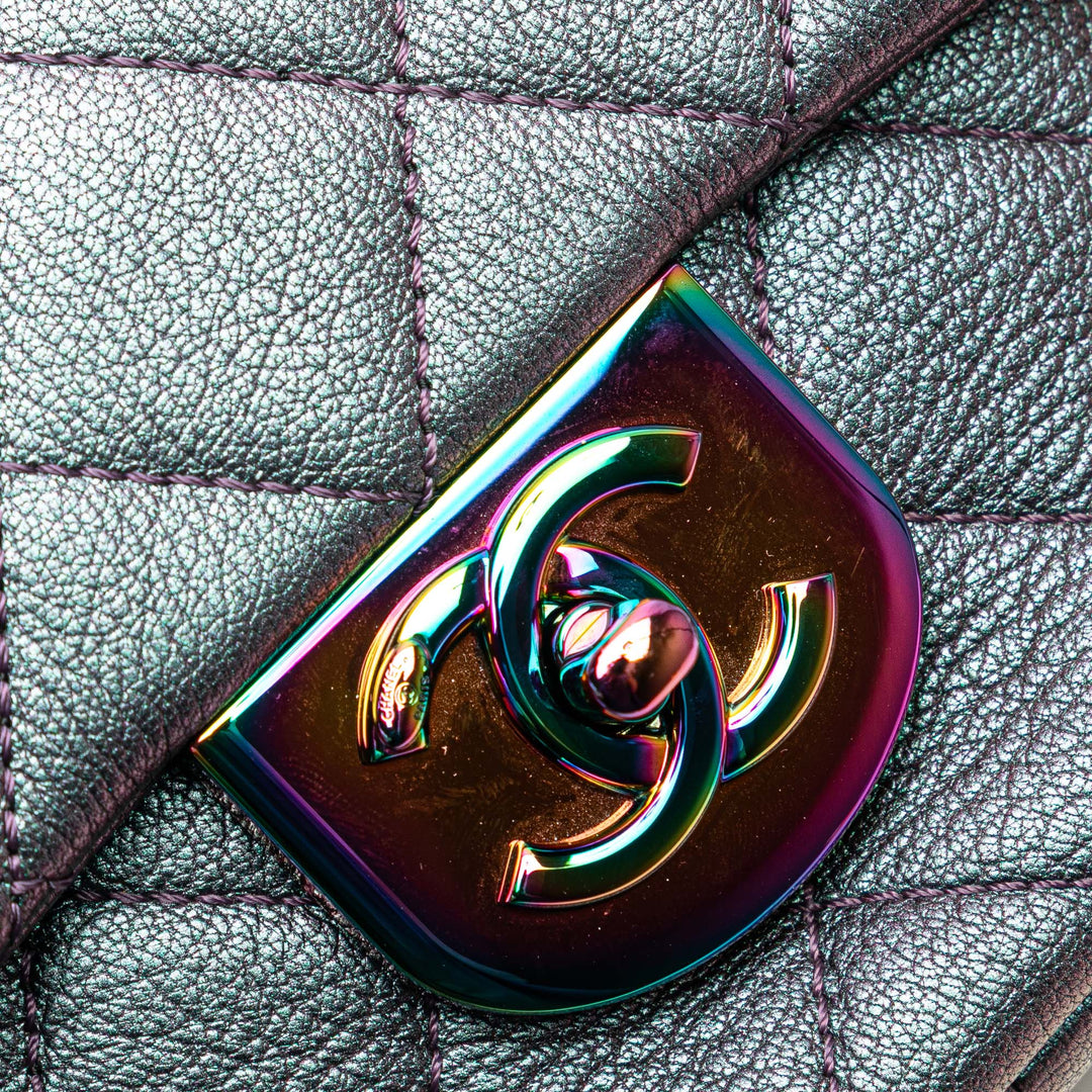 Chanel Small Iridescent Goatskin Rainbow Hardware Double Carry Waist Chain Flap Violet – GABY PARIS Authentique