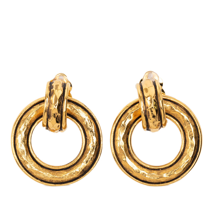 Chanel plaqué pendantes Hoop Clip On Boucles d’oreilles