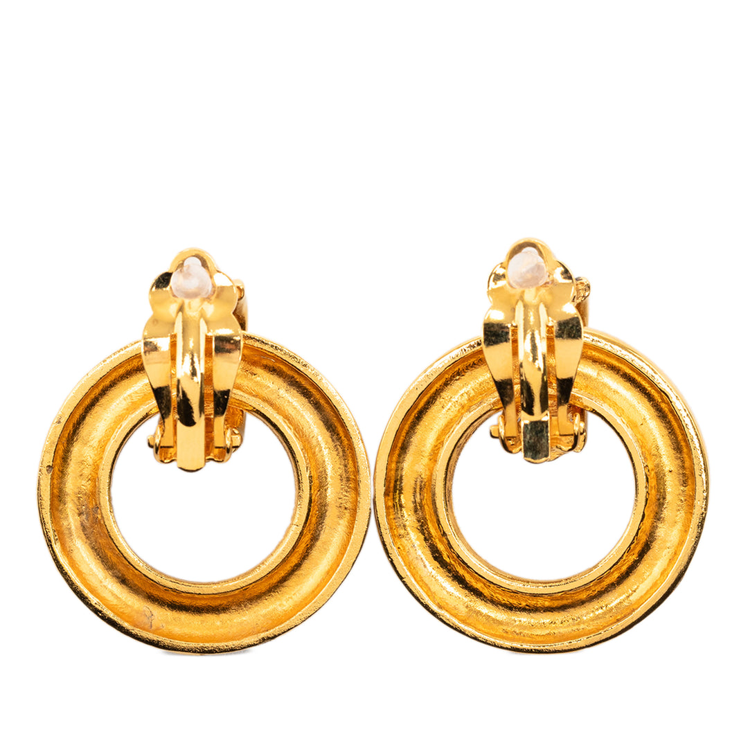 Chanel plaqué pendantes Hoop Clip On Boucles d’oreilles