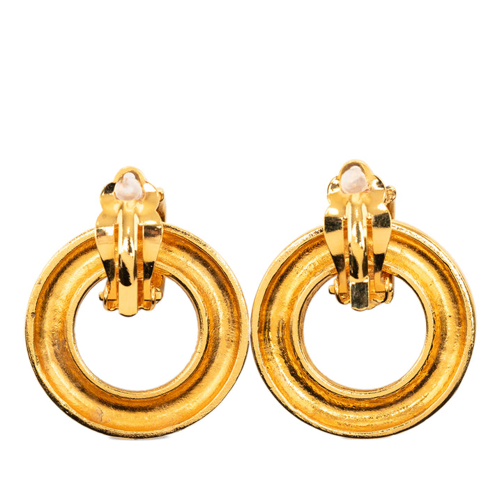 Chanel plaqué pendantes Hoop Clip On Boucles d’oreilles