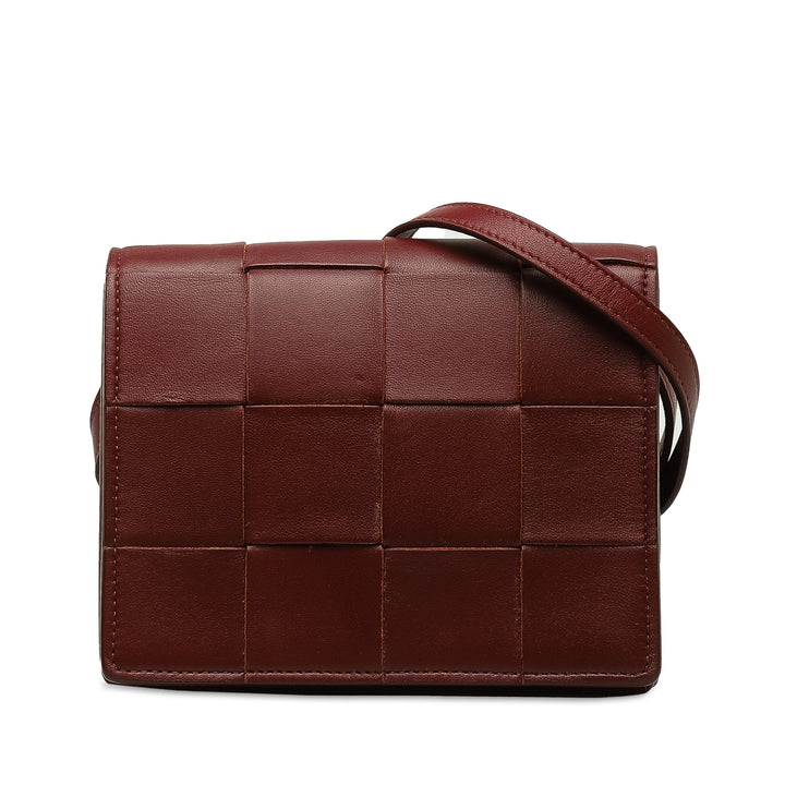 Bottega Veneta Nappa Intrecciato Cassette Sac porté croisé Rouge