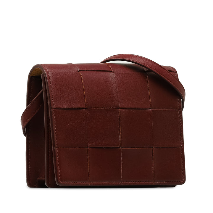 Bottega Veneta Nappa Intrecciato Cassette Sac porté croisé Rouge