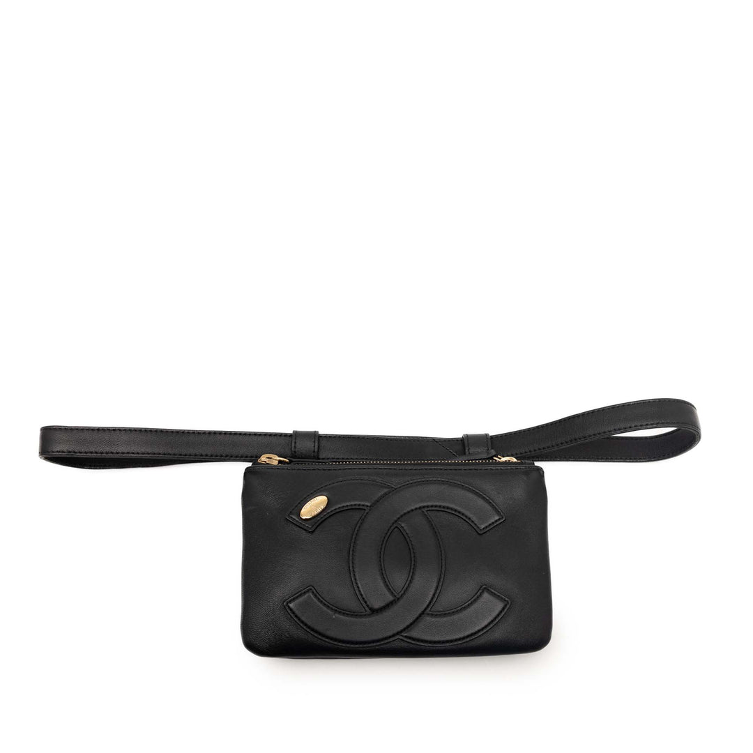 Chanel Cuir d’agneau Mania Double Zip Sac ceinture