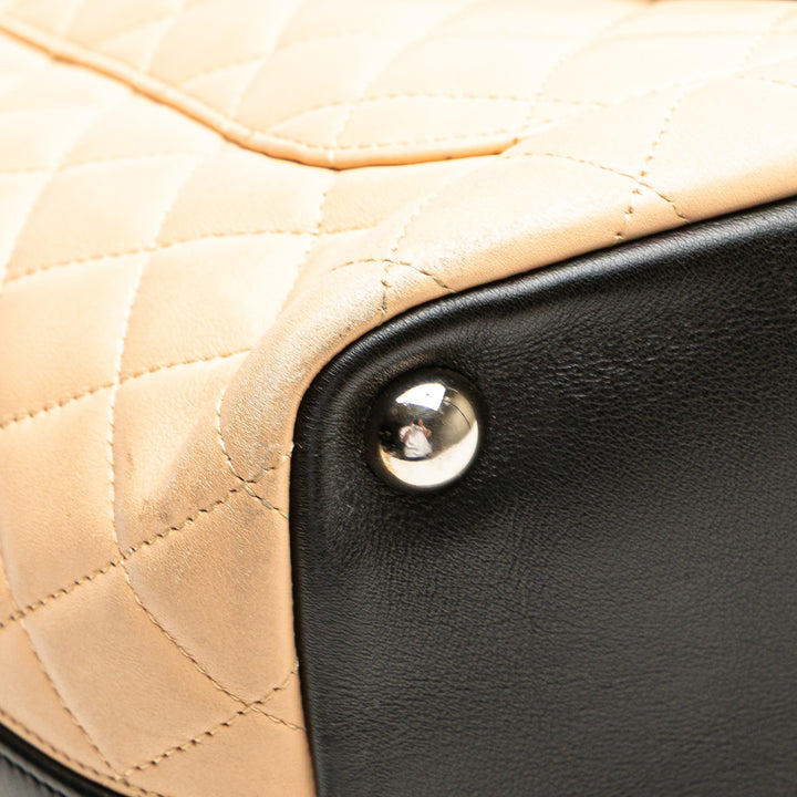 Large Quilted Calfskin Cambon Ligne Tote Brown - Gaby Paris