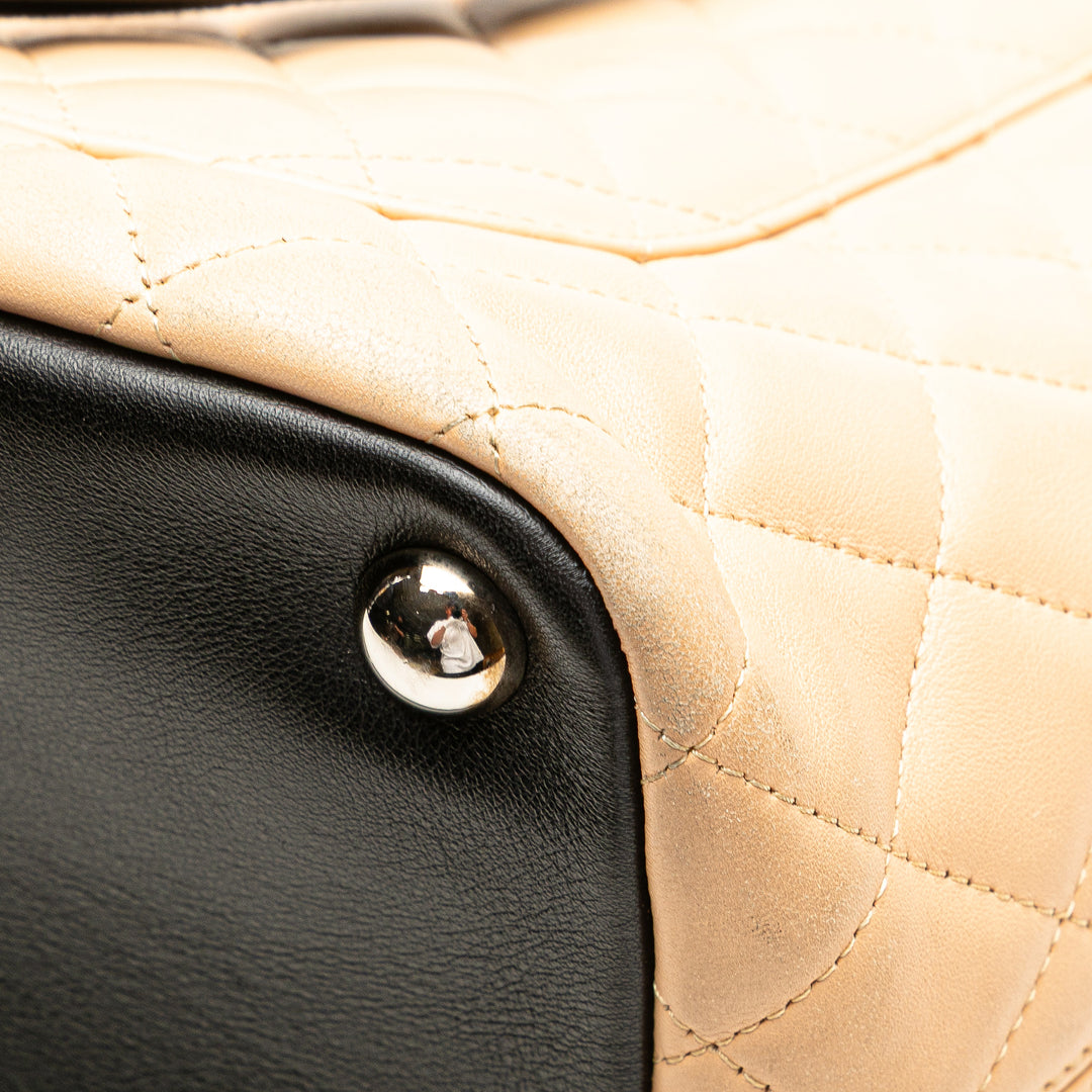 Large Quilted Calfskin Cambon Ligne Tote Brown - Gaby Paris
