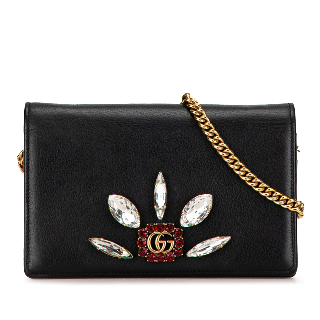 Gucci GG Marmont Embellished Wallet On Chain Black - GABY PARIS