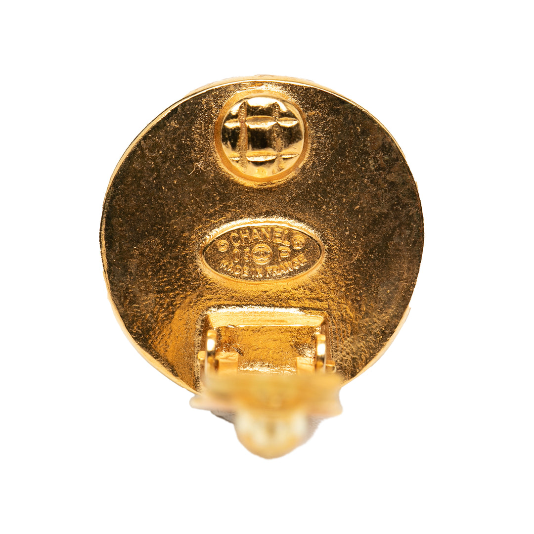 Chanel CC plaqué Cuir Clip on Boucle d’oreilles