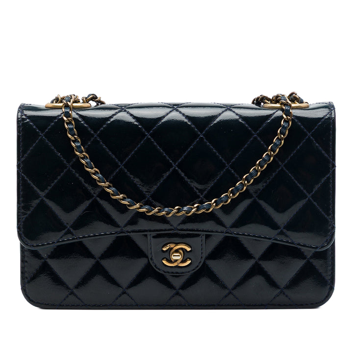 Chanel Matelassé et CC Œillets Wallet on Chain Cuir de chèvre Bleu