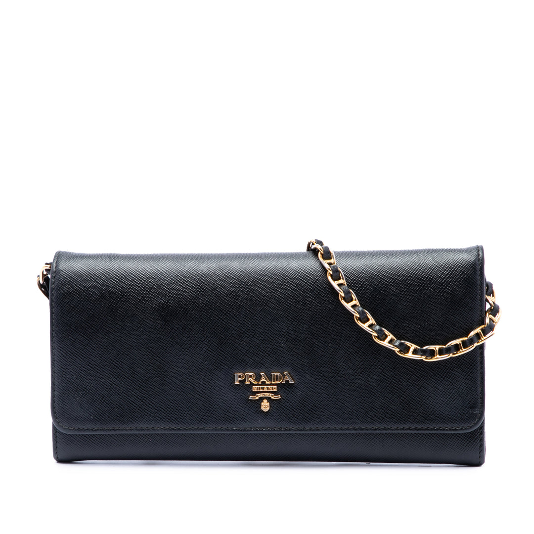 Prada Sac bandoulière Wallet on Chain Saffiano Noir – vue principale – GABY PARIS