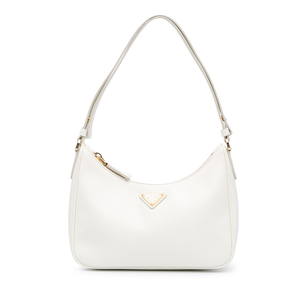 Mini Saffiano Re Edition Shoulder Bag White - Gaby Paris