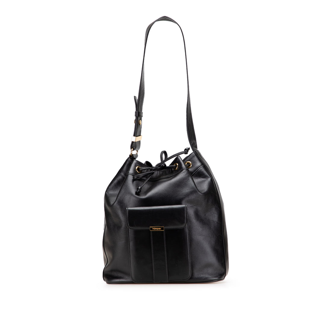 Leather Bucket Bag Black - Gaby Paris