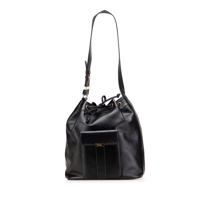 Leather Bucket Bag Black - Gaby Paris