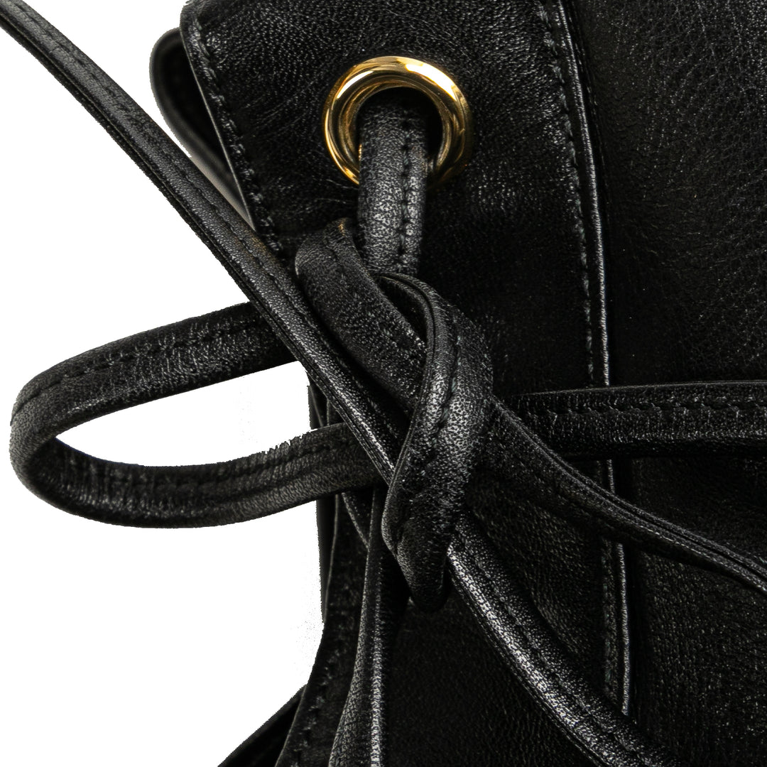 Leather Bucket Bag Black - Gaby Paris