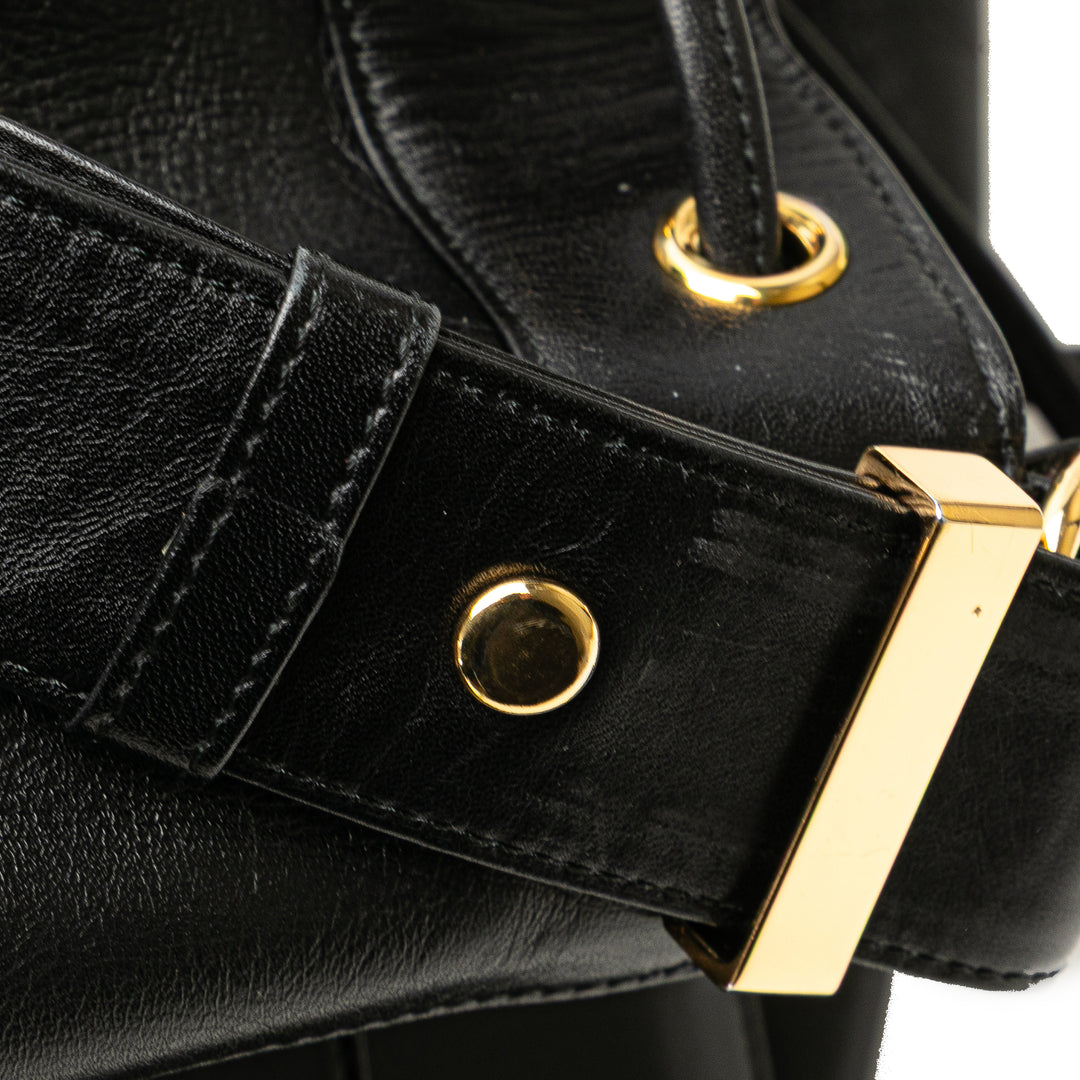 Leather Bucket Bag Black - Gaby Paris