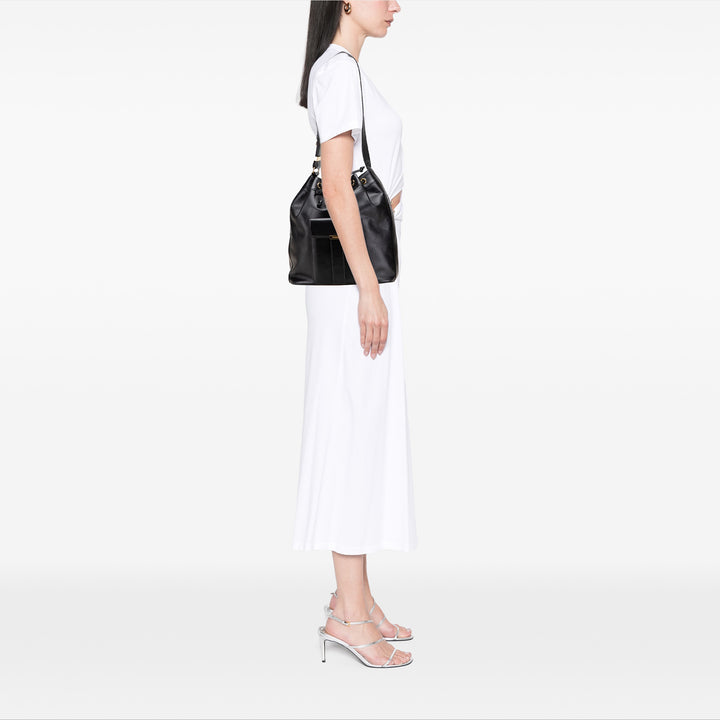 Leather Bucket Bag Black - Gaby Paris