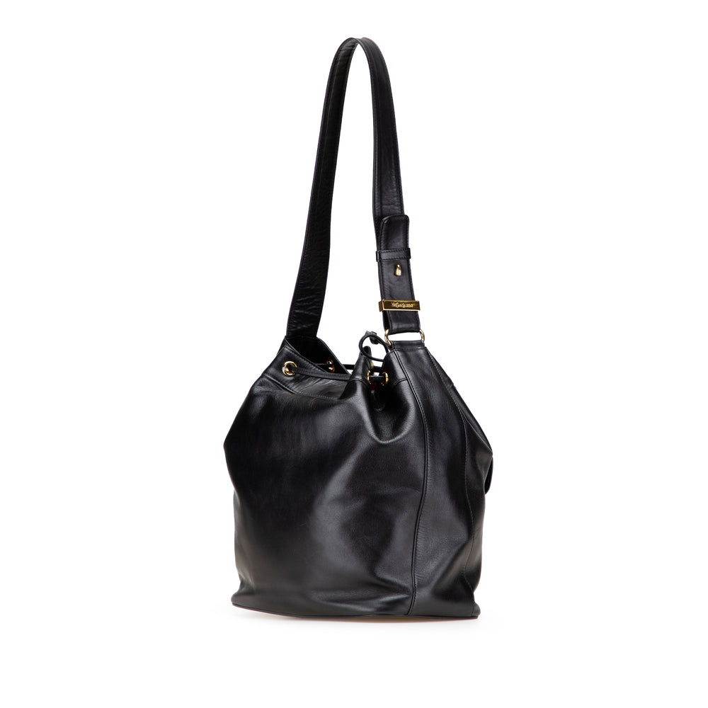 Leather Bucket Bag Black - Gaby Paris