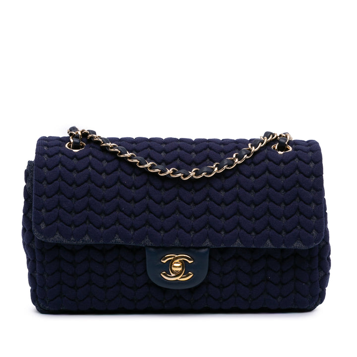Medium Woven Jersey Single Flap Blue - Gaby Paris