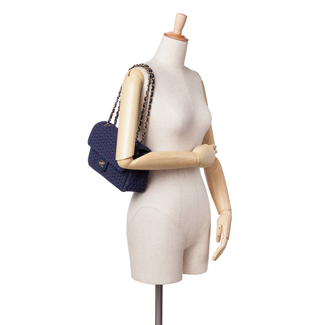 Medium Woven Jersey Single Flap Blue - Gaby Paris