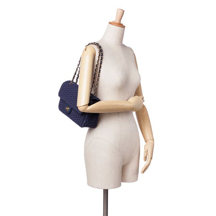 Medium Woven Jersey Single Flap Blue - Gaby Paris